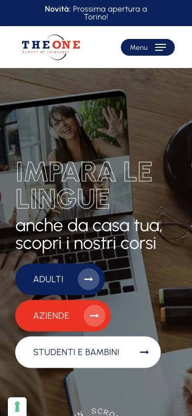 Versione mobile del sito The One School