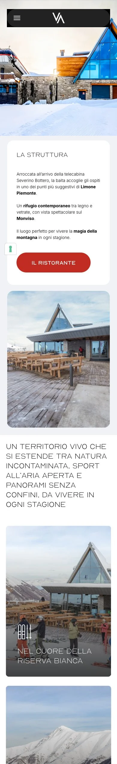Versione mobile del sito Chalet Vetta