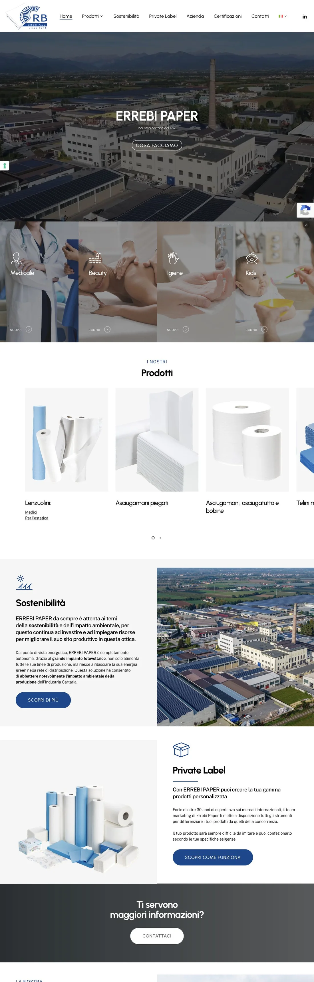 Anteprima desktop del sito Errebi Paper