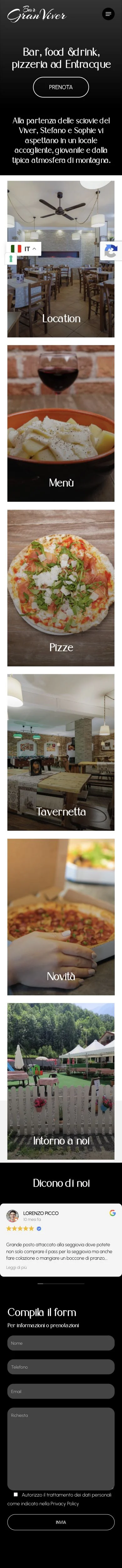 Versione mobile del sito Bar Gran Viver
