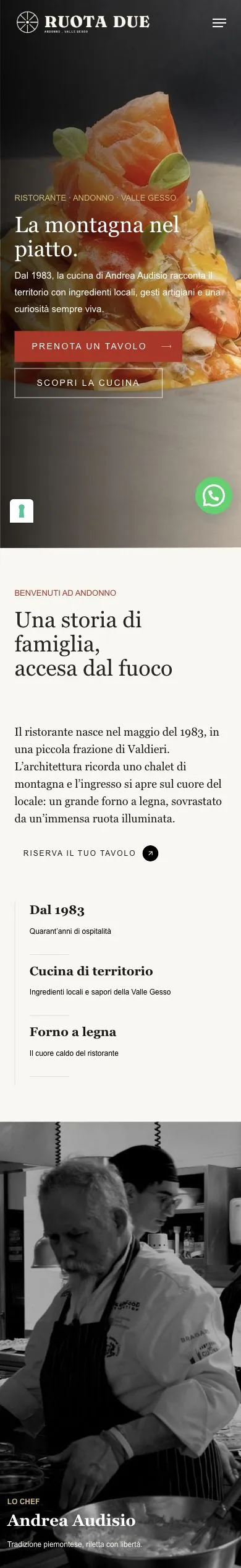 Versione mobile del sito Ristorante Ruota Due