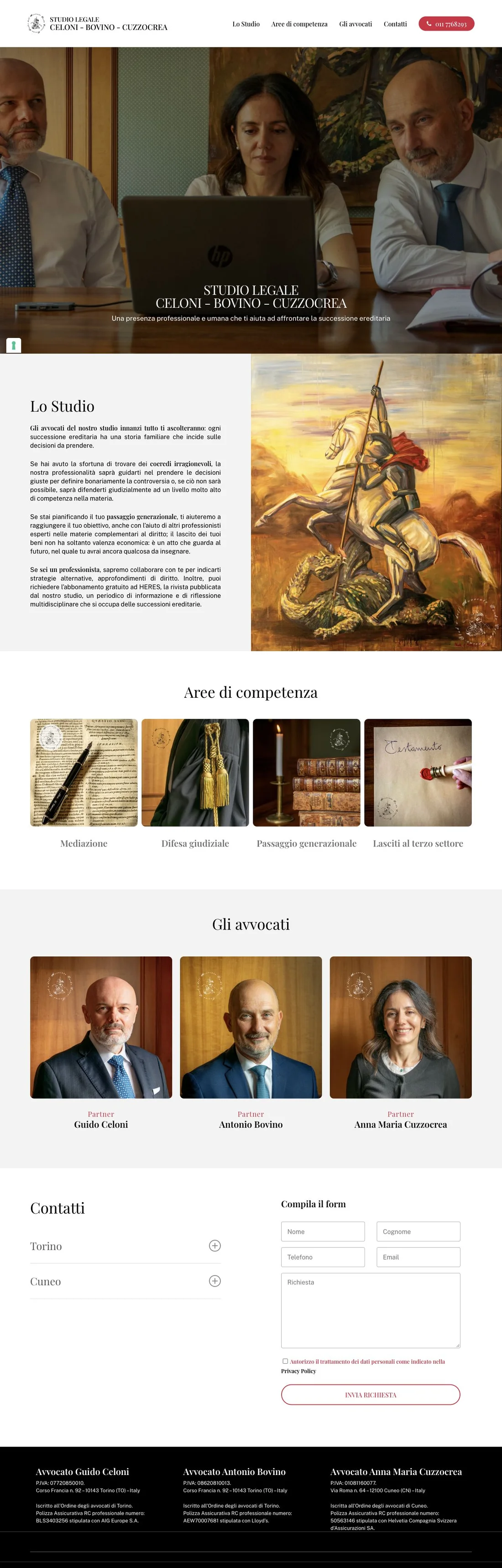 Anteprima desktop del sito Studio Legale Celoni – Bovino – Cuzzocrea