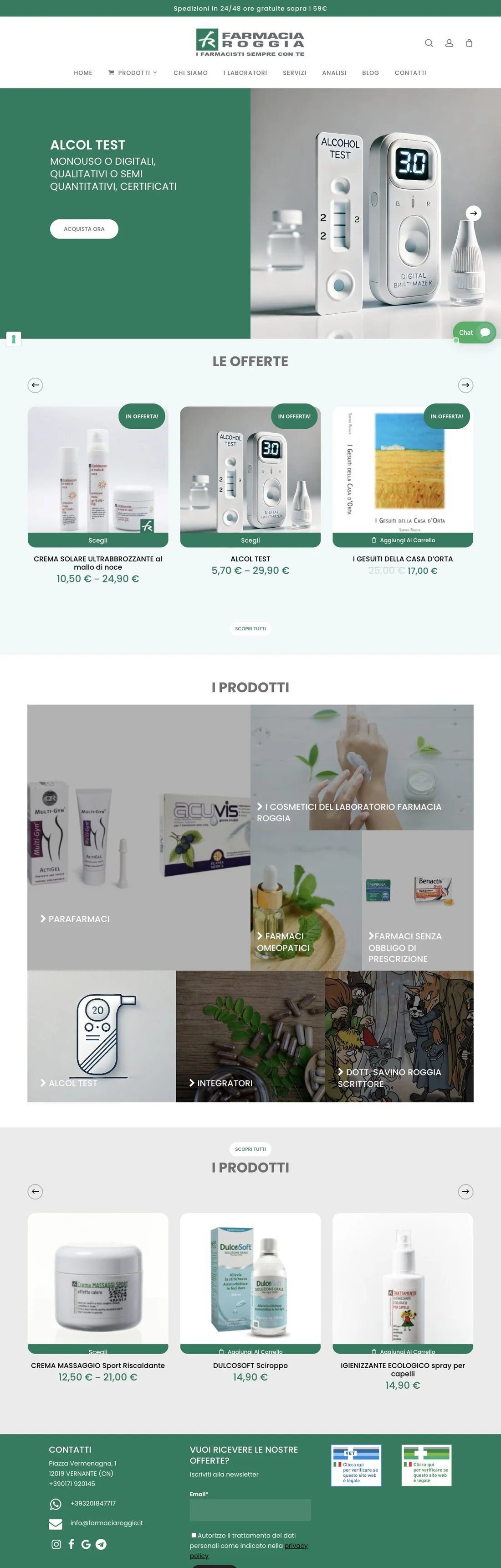 Anteprima desktop del sito Farmacia Roggia