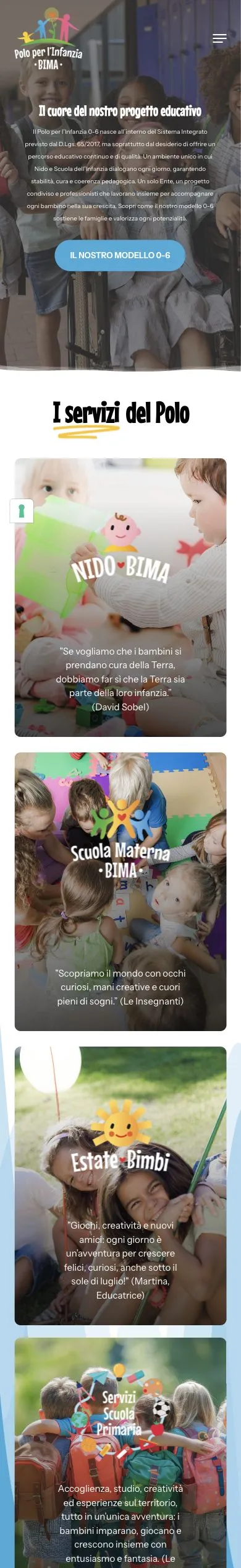 Versione mobile del sito Scuola Materna Bima