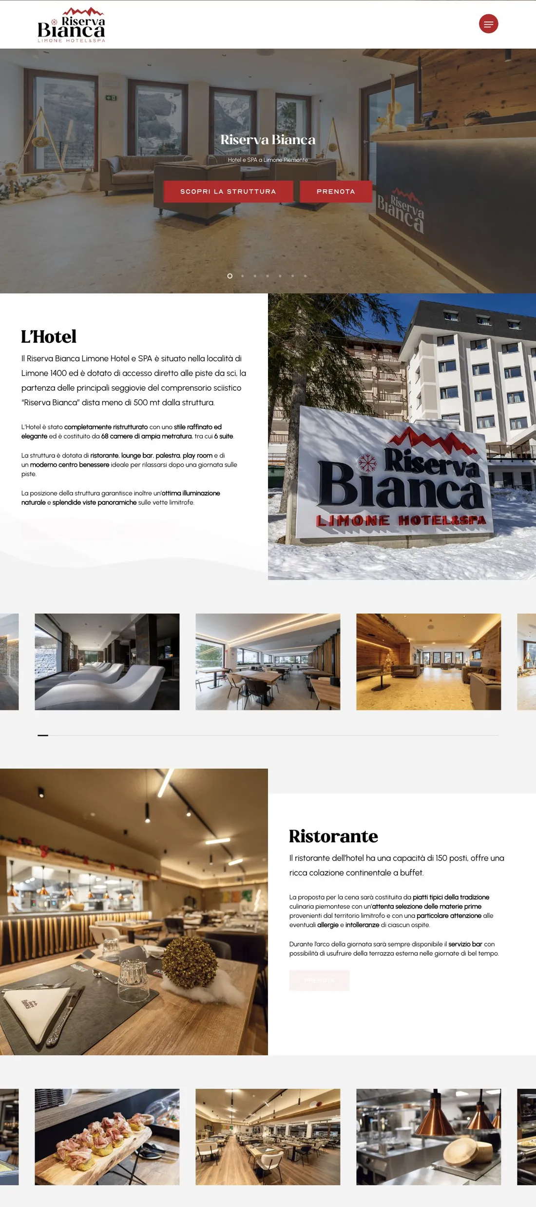 Anteprima desktop del sito Riserva Bianca Hotel