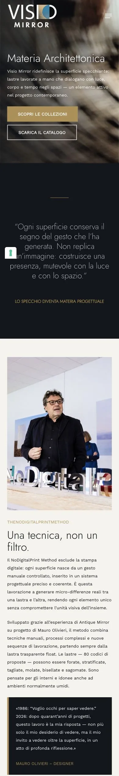 Versione mobile del sito Visiomirror